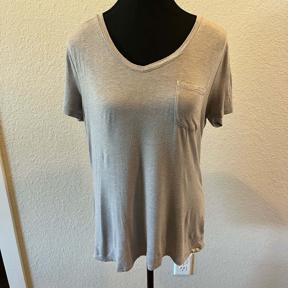 Prana Gray V-Neck T-Shirt with Pocket